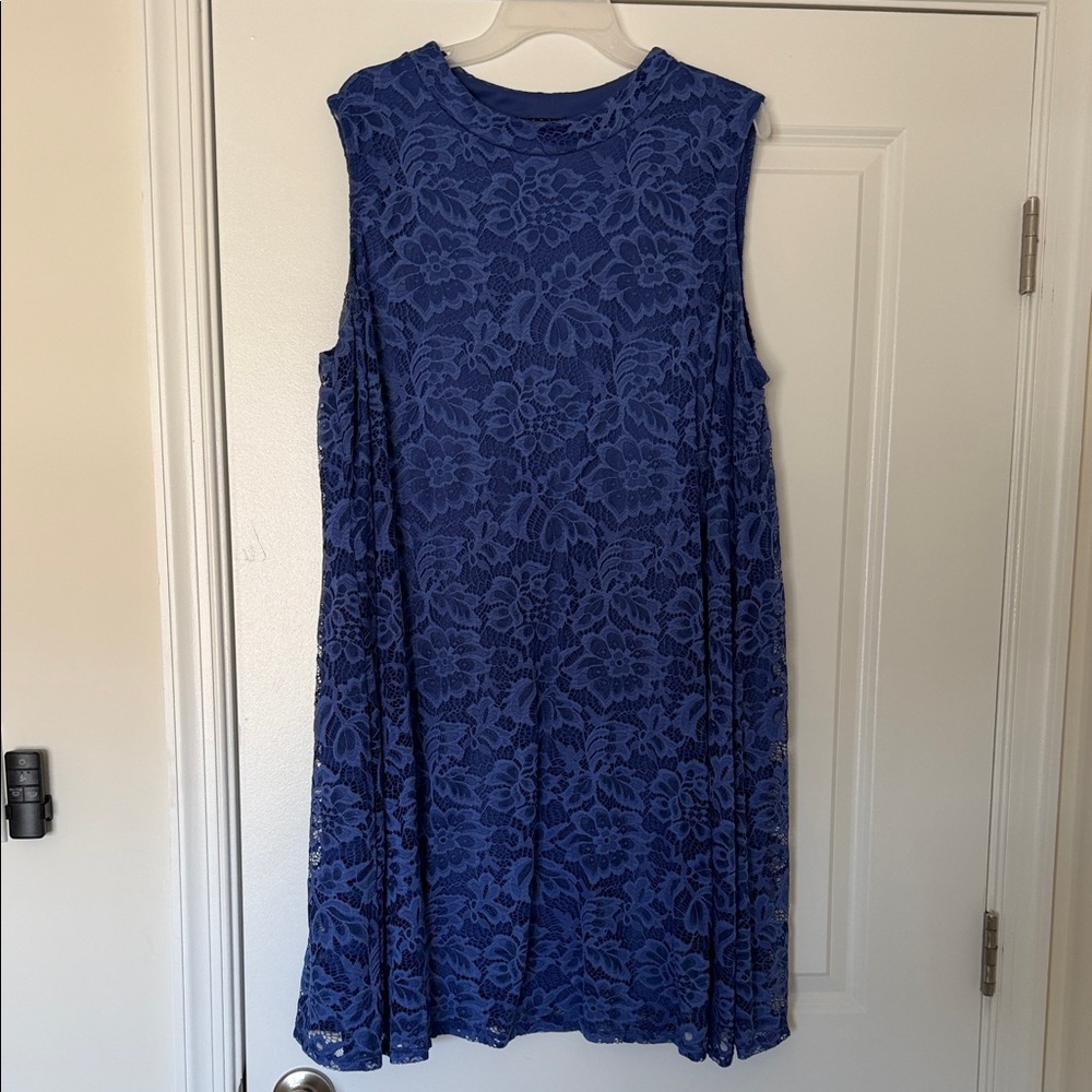 Tiana B Sleeveless Blue Lace A-Line Dress